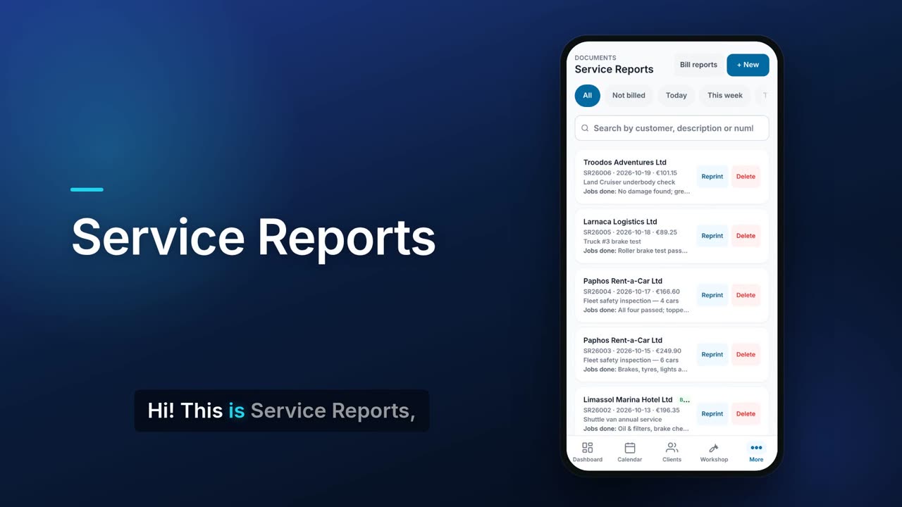 Service reports