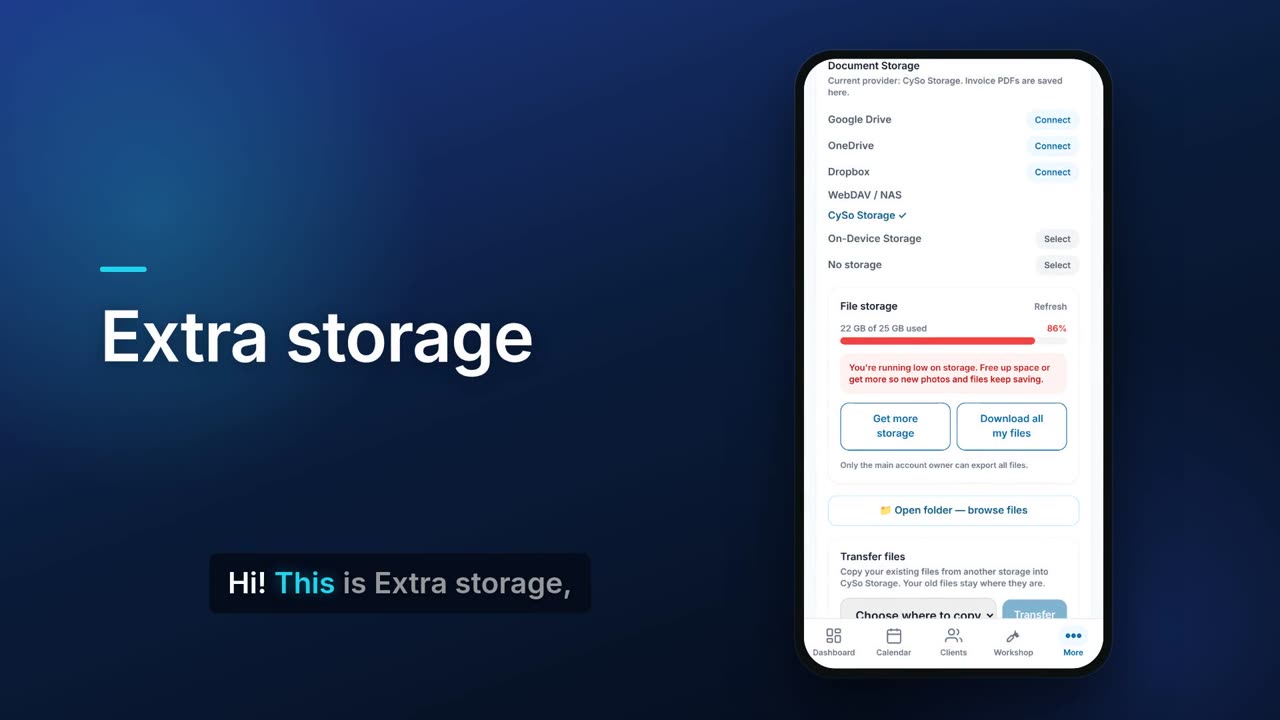 Extra storage